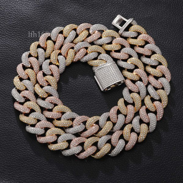 

20Mm Full Mosantine Sterling Sier S Cuban Hip Hop Fashion Necklace, Cross Border Hot Sale In Europe And America