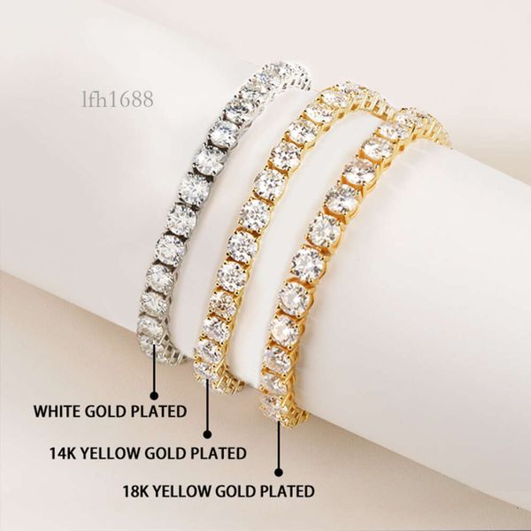 

Starsgem Def 4Mm Round Cut White Moissanite 17 Inches Tennies Bracelet Customized Bracelet With Pure Gold Making