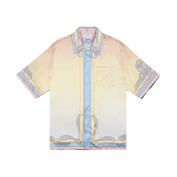 

Designer men' Casablanca casual shirt Fanglue casablanca tennis cl23 Bullet Curtain Romantic Cuban Collar Hawaiian Men' and Women' Short Shirts cool men' clothing, Milky white