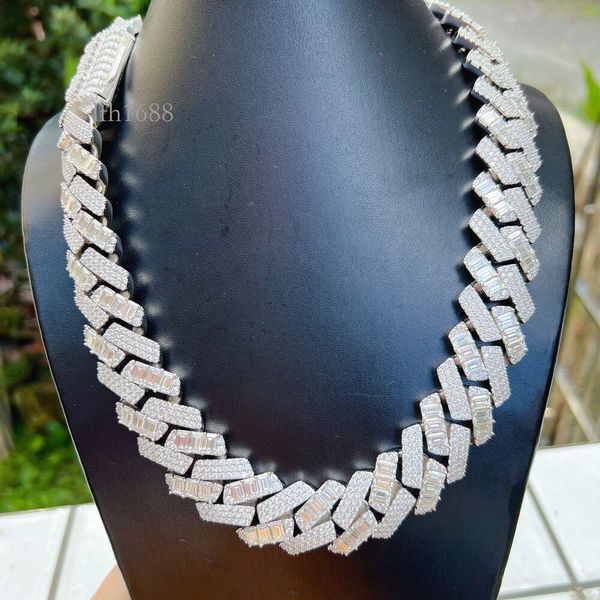 

Heavy Miami Cuban Chain Bling Baguette Diamond Sterling Sier S D Color Vvs Moissanite Fashion Cuban Necklace