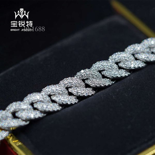

White Gold Lab Grown Diamond Cuban Diamond Bracelet Halo Tennis Bracelet For Women