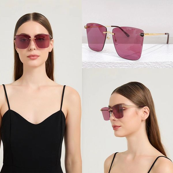 

Desinger sunglasses1:1 High quality party driving minimalist and high-end frameless square mirror legs with metal CT slimming for both men and women