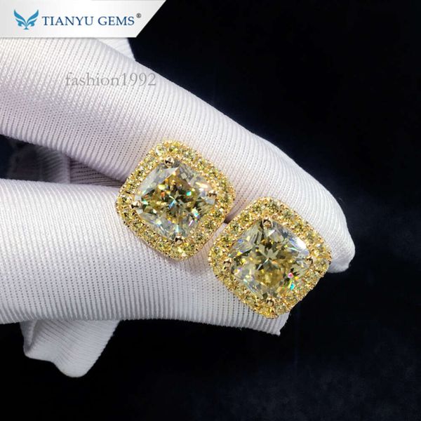 

Tianyu Gems Custom Nice Color Yellow Moissanite Diamond 14K Gold Material Earring