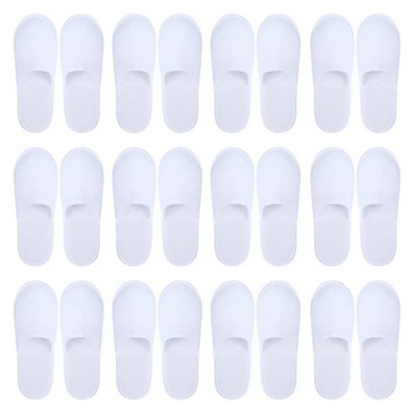 

Wholesale 20 Pairs Closed Toe Disposable Women Men Ultra-Thin Brushed Plush Non-Slip Slippers For Hotel Home Shoes, White 20 pairs