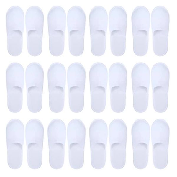 

Wholesale 20 Pairs Closed Toe Disposable Women Men Ultra-Thin Brushed Plush Non-Slip Slippers For Hotel Home Shoes, White 20 pairs