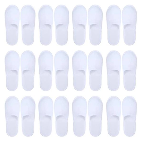 

Wholesale 20 Pairs Closed Toe Disposable Women Men Ultra-Thin Brushed Plush Non-Slip Slippers For Hotel Home Shoes, White 20 pairs