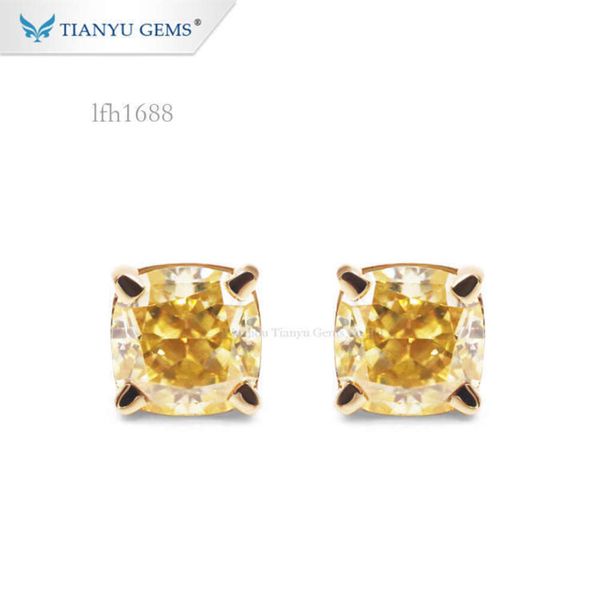 

Tianyu Gems 10K 14K Real Gold Cushion Cut Optional 0.5Ct 1Ct Yellow Lab Grown Diamond Earring