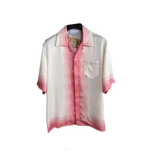 

Designer men' Casablanca casual shirt Fanglue casablanca tennis cl 23 Pink Flower Hawaiian Short Sleeve Lining for Men and Women High quality cool men' clothing, White4