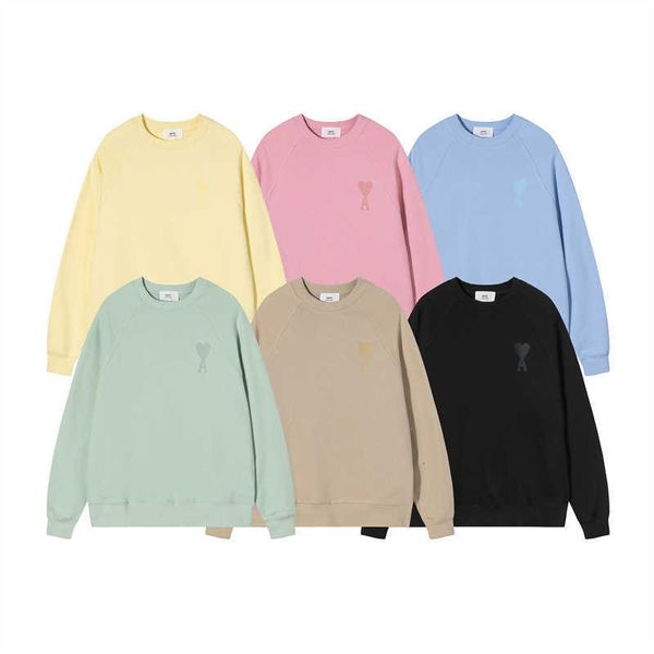 

Designer Amis Men's hoodie Amis Brand Big Love Loose Teenager Couple Commuting Casual Pullover Round Collar Sweater High quality cool handsome men fashion hoodie, Yellow