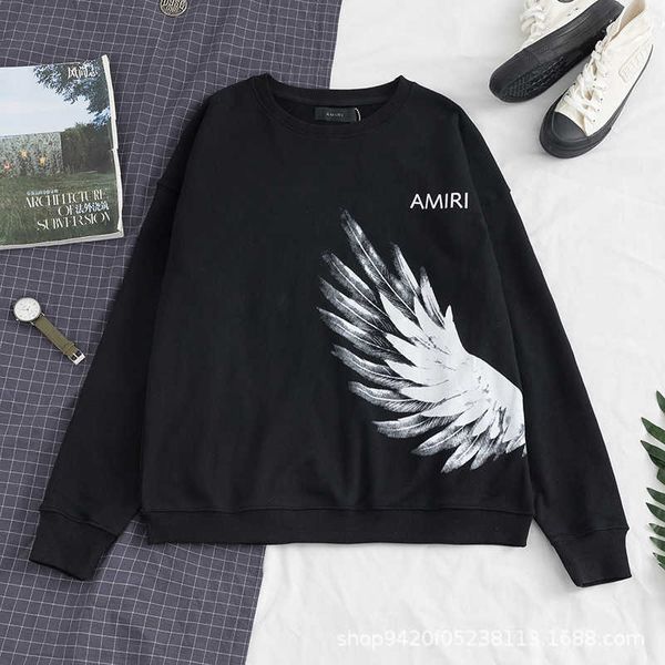 

Designer Amis Men' hoodie 2023 Autumn/Winter Peace Angel Wings Front and Back Letter Printed Round Neck Sweater Unisex High quality cool handsome men fashion hoodie, White