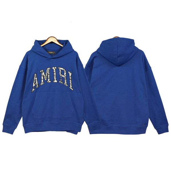 

Designer Amis Men' hoodie 23SS Spring and Autumn New High Street Front Letter Embroidery Hooded Long Sleeve Sweater for Men and Women cool handsome men fashion hoodie, Blue