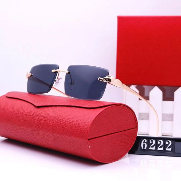 

Black Designer Sunglasses For Men and Women Summer style Anti-Ultraviolet Vintage Retro Eyewear Square Plate Frameless Fashion Eyeglasses with Random Box Lunettes