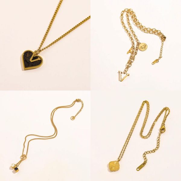 

Mixed Womens Design Necklace 18K Gold Plated Stainless Steel Necklaces Choker Chain Letter Pendant Europe America Fashion Wedding Jewelry Wholesale