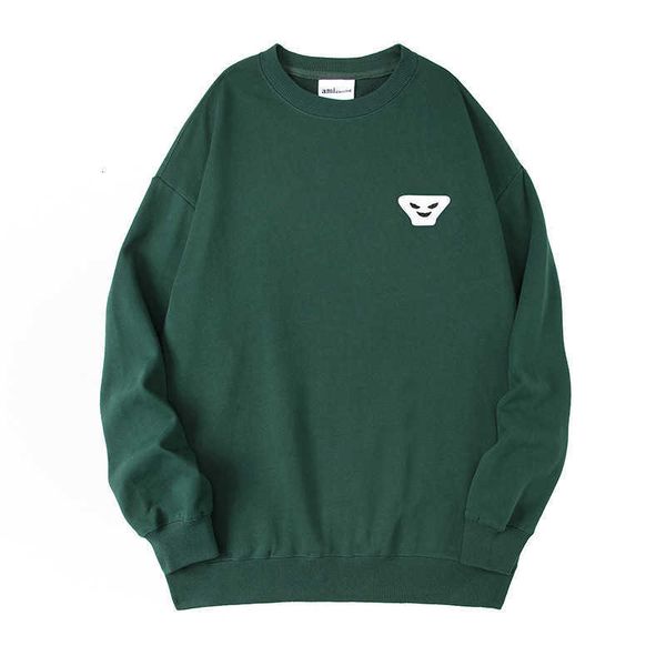 

Designer Amis Men's hoodie AMORING Fashion Brand Little Devil Smiling Face Couple Sweater Round Neck Pullover Loose Men's Top Autumn High quality cool men's hoodie, Black wy00026 same color smiling face