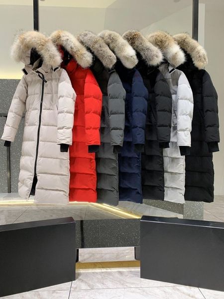 

style famous designer women long down jackets embroidery letters canadian winter hooded gooses coat outdoor womans clothing windproof unisex, #1