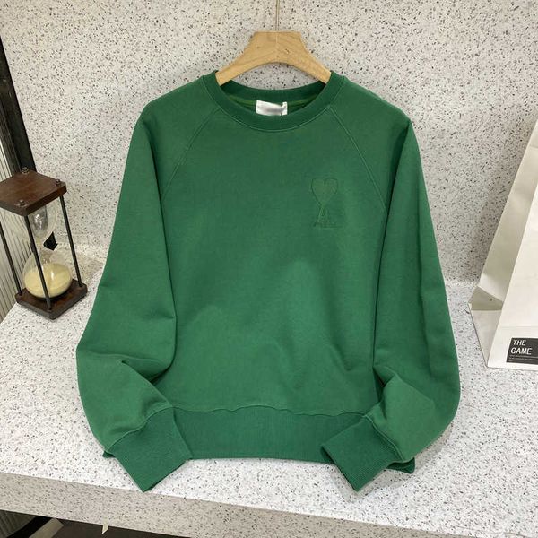 

Designer Amis Men' hoodie High quality 460 grams Heart Embroidery Fashion Brand Dopamine Wearing Sweater Korean Edition Loose and Slim Couple Style High quality, Yellow