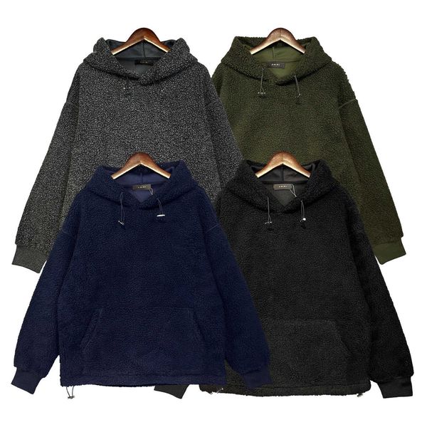 

Designer Amis Men's hoodie American Winter New Lamb Fleece Fried Street Loose Lazy Chic Plush Men's and Women's Hooded Coat cool handsome men fashion black hoodie