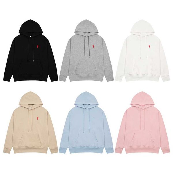 

Designer Amis Men' hoodie Autumn/Winter New Love Embroidery Classic Round Neck Loose Long Sleeve Simple Couple Casual Hooded Sweater handsome men fashion hoodie, White