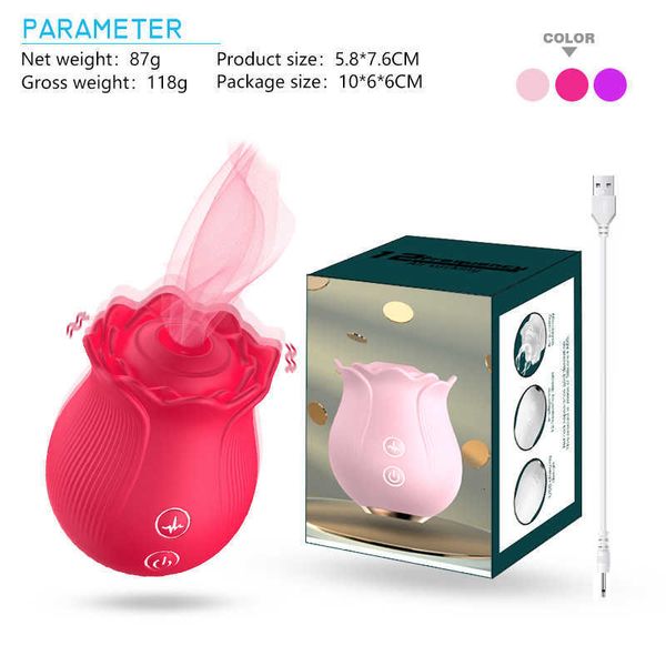 

sex massager Mousse Rose Flower Exploring Sucker Full Court Tongue Licking Telescopic Vibrating Rod Egg Jumping Female Masturbation Dev