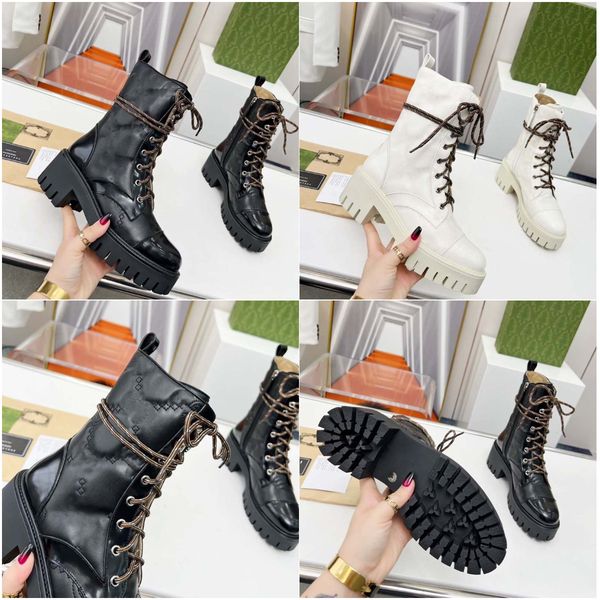 

Women's Designer G Quilted Lace up Boots High Top Shoes Top quality Black Boots Martin Boots Long Sleeve Boots Leather Boots35-41, Grey