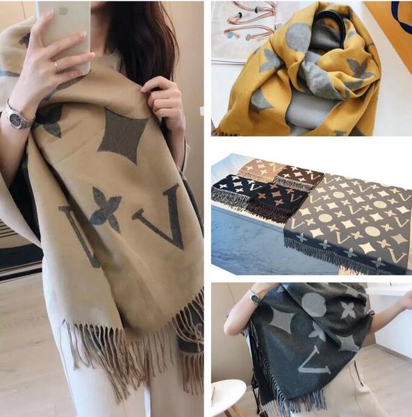 

New 2023 Designers Cashmere Scarf Winter Style Thickened Shawl Western Fashion Burst Neck Everything Casual 6JTR