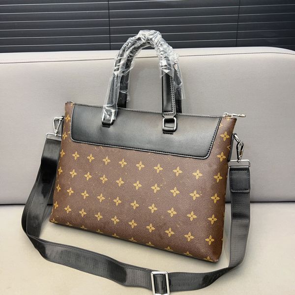 

Professional Unisex Briefcase with Large Capacity Vintage Print Work Bag in Brown Crossbody Handbag for Men and Women