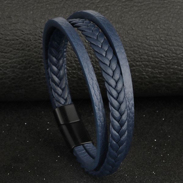 

New Design Multi-layers Handmade Braided Genuine Leather Bracelet Bangle For Men Male Hand Jewelry For Birthday Gift