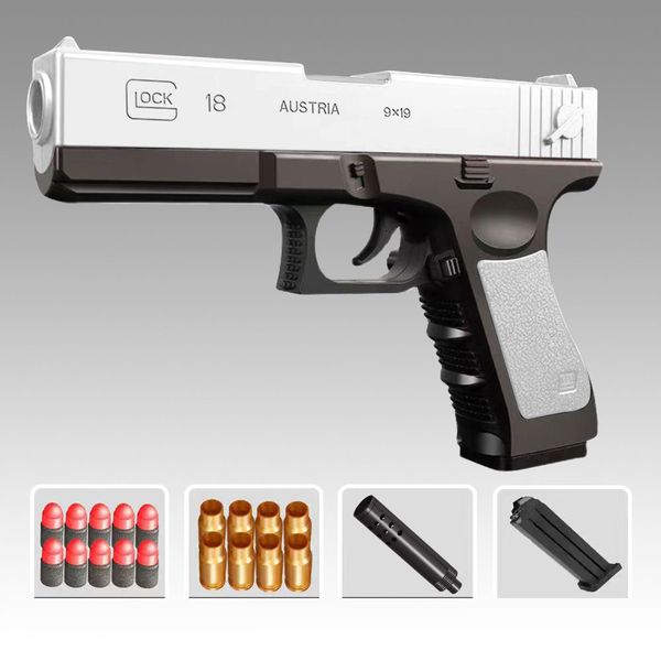 

Manual Pistol EVA Soft Bullet Foam Darts Shell Ejection Toy Gun Blaster Firing With Silencer Bullets For Children Kid Adult CS Fighting Outdoor Games s