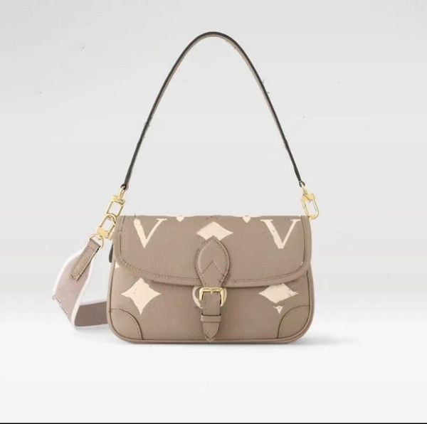 

10A Diane Satchel Bag with Emed Genuine Leather and Adjustable Strap - Vintage Crossbody Messenger Handbag for Women (M46583), Khaki