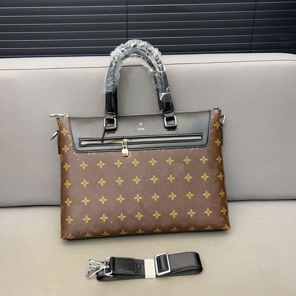 

Professional Unisex Briefcase with Large Capacity Vintage Print Work Bag in Brown Crossbody Handbag for Men and Women