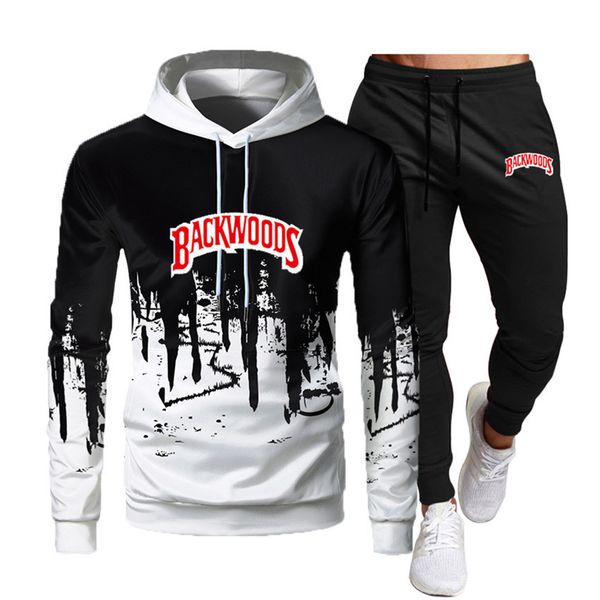 

Mens Hoodies Sweatshirts Fashion Mens Tracksuit Backwood print Sportswear Sets Hoodie Pants Winter Fleece Hooded Tracksuits Mens Hoodies Streetwear 230919, Red gray