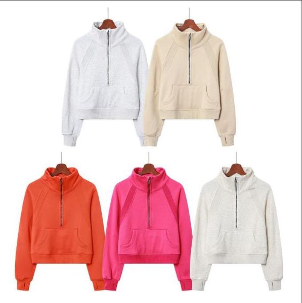 

Lu-88 Scuba Half Zip Hoodie Womens Leggings Ladies Collar Sweater Zipper Pullover Solid Color Loose Long Sleeve Casual Sweater Cashmere, 1u1ule mon scuba5