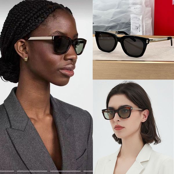 

Classic high-quality designer sunglasses for driving beach gatherings women oval sheet frame gradient lenses metal legs casual men SL582