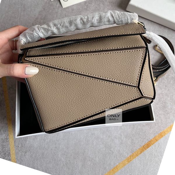 

Mirror quality Calfskin Designer Bags puzzle bag Women Lady Vintage Retro Patchwork geometry Handbags Straps Crossbody shoulder Tote Purse Genuine Leather, Color 13 17cm