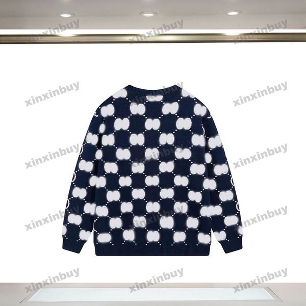 

sweater xinxinbuy Hoodie Men designer Double letter jacquard Paris Round neck women black purple yellow S-2XL, 01