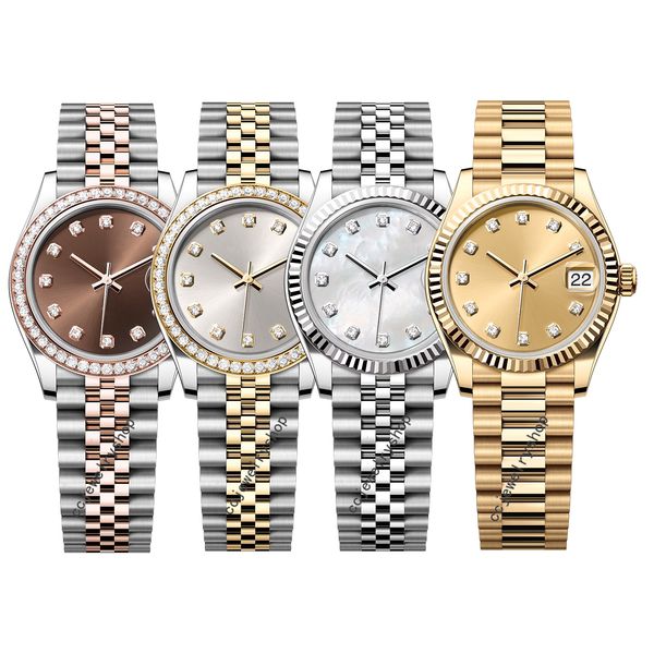 

31mm 5a High Quality Women Watch Designer Watches Automatic Mechanical Fashion Watchs Style Stainless Steel Waterproof Luminous Sapphire Montre Ceramic Watchs A, Diamond(yellow gold + green