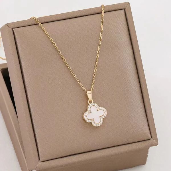 

Van Clover necklace Designer Jewelry 18K Plated gold Necklaces girls Gift vanly cleefly Clover Necklace Hot designer Pendant two-sided Choker with box gift jewelry