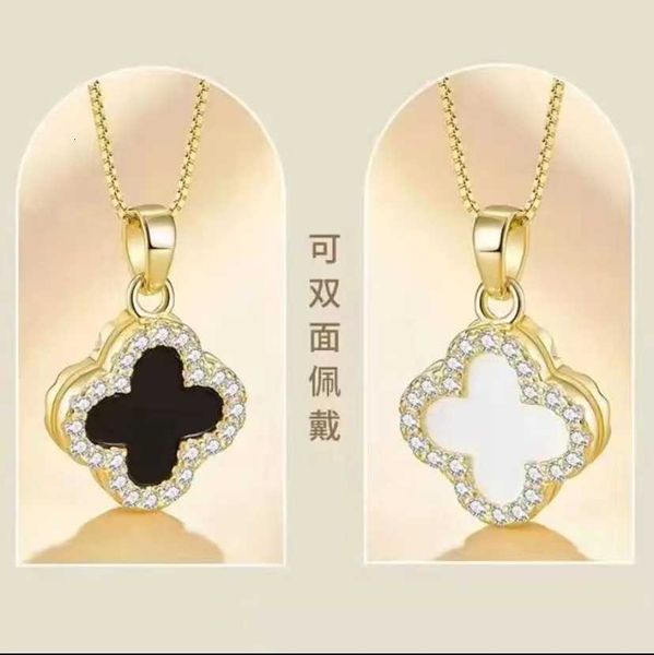 

Designer necklace four-leaf Clover luxury top jewelry new girl Clover Necklace high quality double faced shell style clavicle chain Valentine's Day Jewelry gift, 867 necklace gold