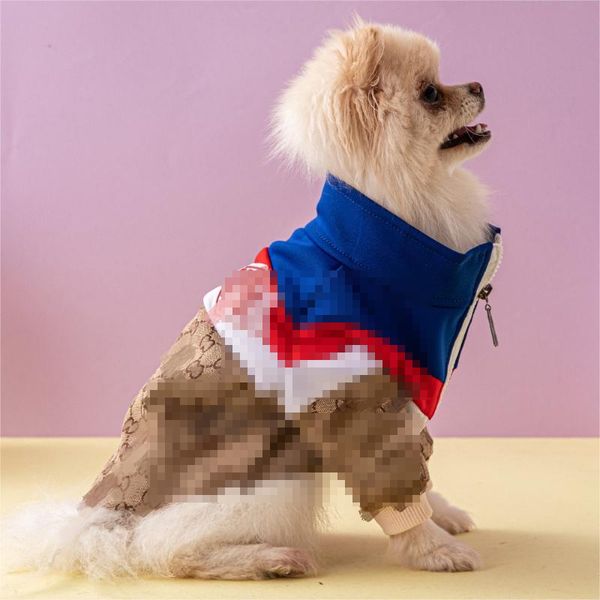 

Fashionable patchwork dog jacket Sweater pet clothes, Brown