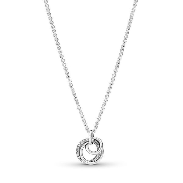 

Family Always Encircled Pendant Necklace Authentic 925 Sterling Silver With Clear Cubic Zirconia DIY Fine Jewelry Necklace 391455C01-60