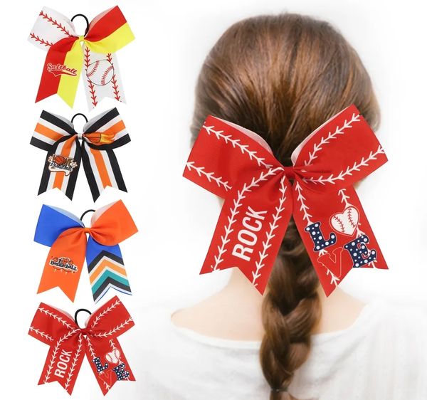 

Midi Customized Printed Bows Elastic Cheerleading Bows Teen Girl Softball Baseball Competition Sports Bow Hair Ties, Customize