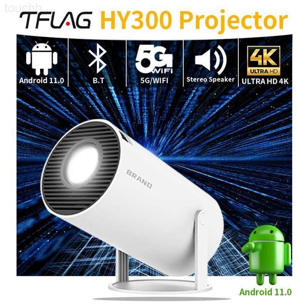 Projectors hy300 projector TFlag 4K Android Wifi Mini Bluetooth Lcd Portable Not T4/T2 200Ansi 1+8GB Projector Home Theater For Home Office L231127