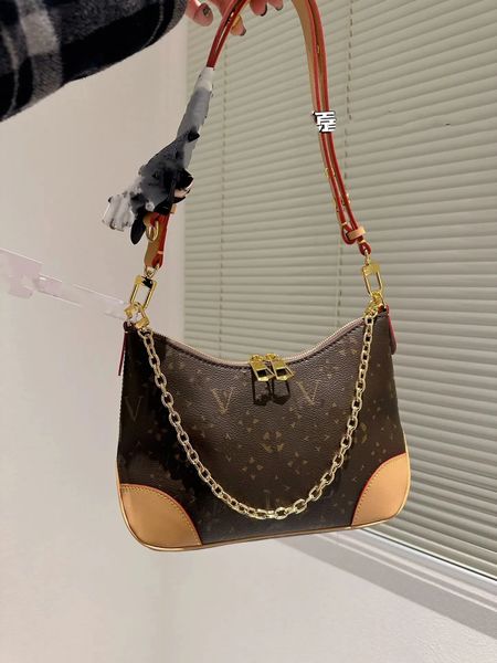 

Luxury Designer Bags High Tier Quality PU Leather Ladies Shoulder Bags boulogne Fashion Letter Pattern Women Handbags 2023 New Chain Messenger Bags wallet, Brown