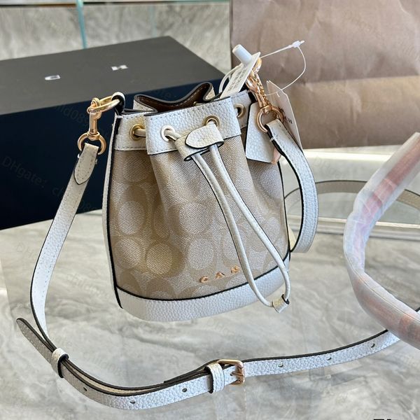 

New Drawstring Dempsey Series Mini Bucket Bag Customized Fabric Logo Hardware Logo Lining Lightweight Chic Handheld Crossbody Free Shipping