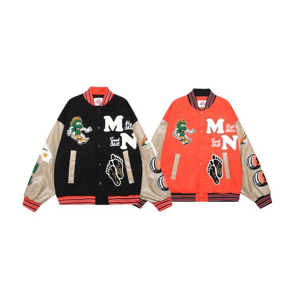 

Autumn Warm Bomber Coat Embroidery Towel Leather Patchwork Loose Casual Preppy Baseball Uniform Jacket Man 2XL Cotton, Purple