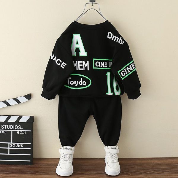 

Clothing Sets Dancewear SOMENIE Baby Boys Letter Printed Sweater Trousers Set Autumn Children Hooded Outerwear Tops Pants PCS Outfits Kids Costume Suit bc88, Black