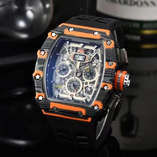 

Men watch automatic Quartz Movement Brand Watches Rubber Strap Business Sports Transparent Watchs Imported crystal mirror battery watchss, Black