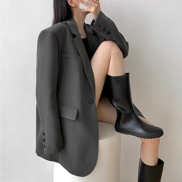 

Fashion men' wear Netizen 2023 Spring and Autumn New Advanced Design Sense Women' Black Casual Small Suit Coat Loose Style Edition, Grey suit