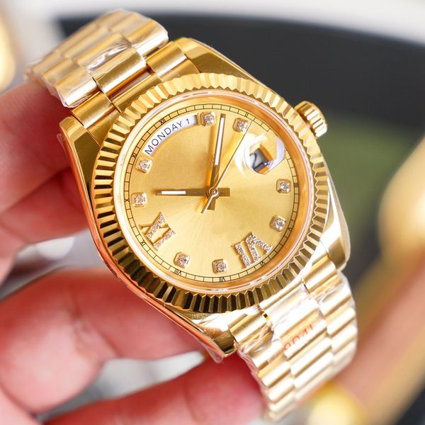 

Luxury Designer Women's Watches Gold dial with Diamonds 36mm automatic mechanical movement Fashion casual men's watches Montre De Luxe Dhgate Gift Watch Factory, Waterproof