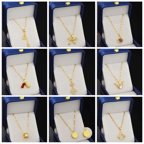 

Designer necklace four-leaf Clover luxury top jewelry titanium steel Necklace women's niche design sense non fading Van Clee gift, 8803 emma orange rose gold